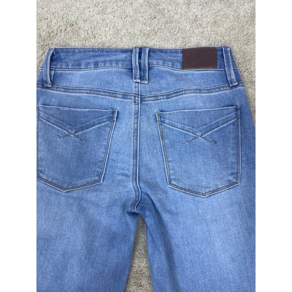 Anthropologie Unpublished Raw Edge Hem Cropped Medium Wash Jeans Size 25 - Picture 2 of 9